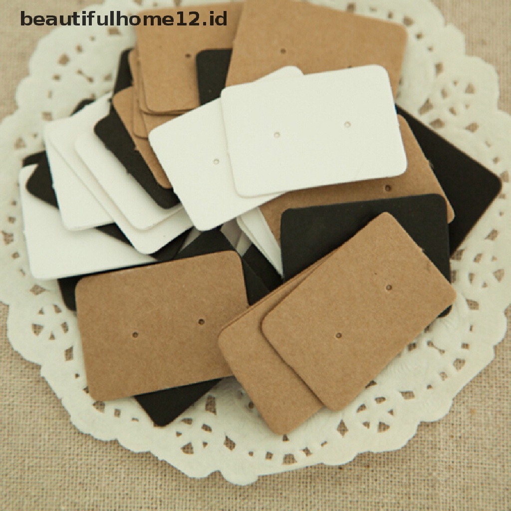 【beautifulhome12.id】 50PCS Pro Display Type Earring Ear Studs Holder Hang Hanging Kraft Paper Cards .