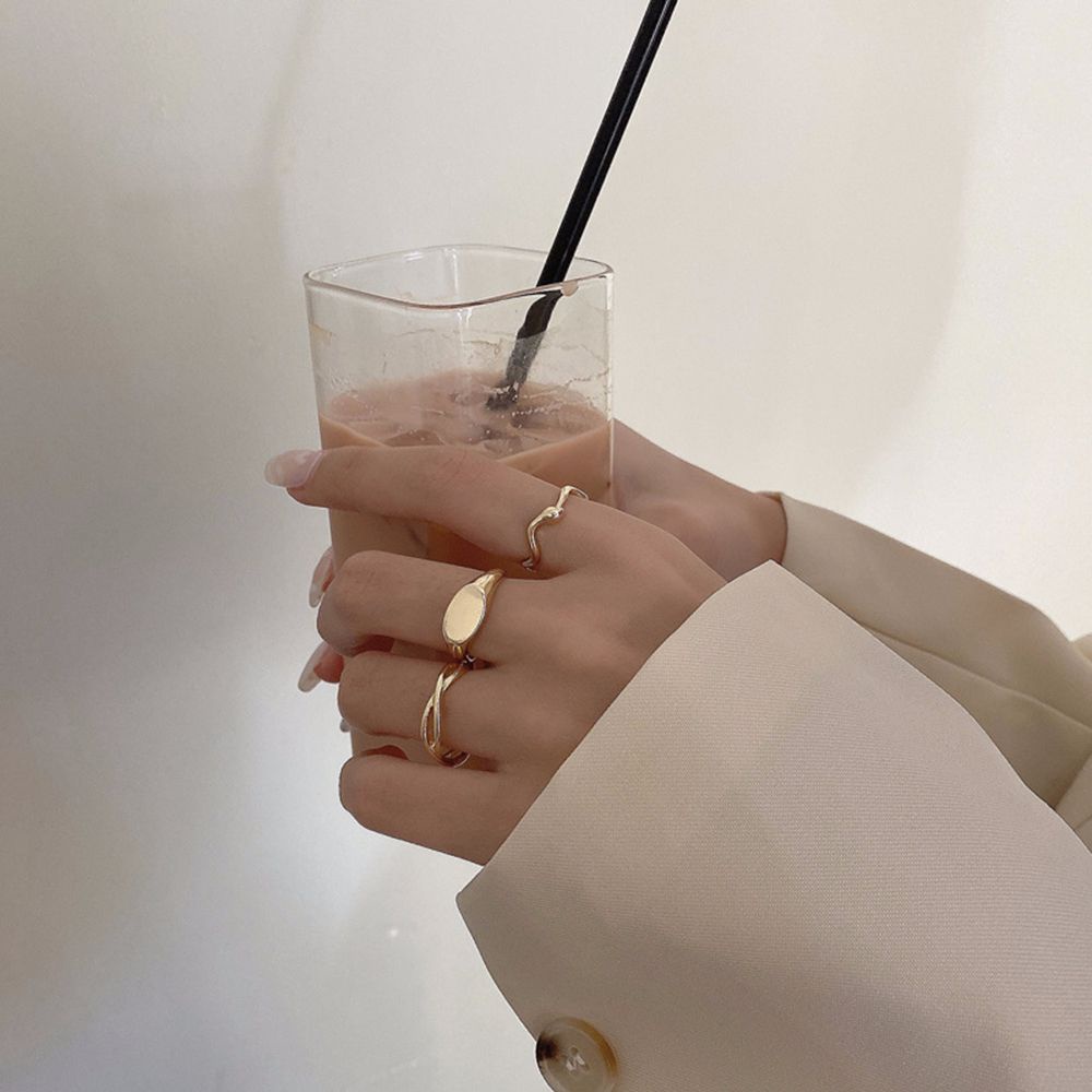 Needway  3Pcs/Set Finger Rings Women Girls Tail Rings Joint Ring Set Geometry Party Jewelry Irregular Gold Silver Color Metal Friend Gifts Fashion Accessories/Multicolor