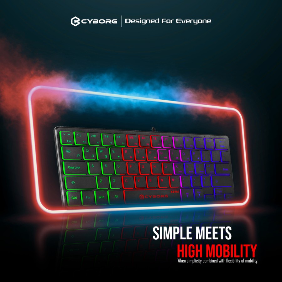 Keyboard Mini Gamning Cyborg K64M Atom - USB Wired 64Keys Keyboard Mini Cyborg K64M Atom
