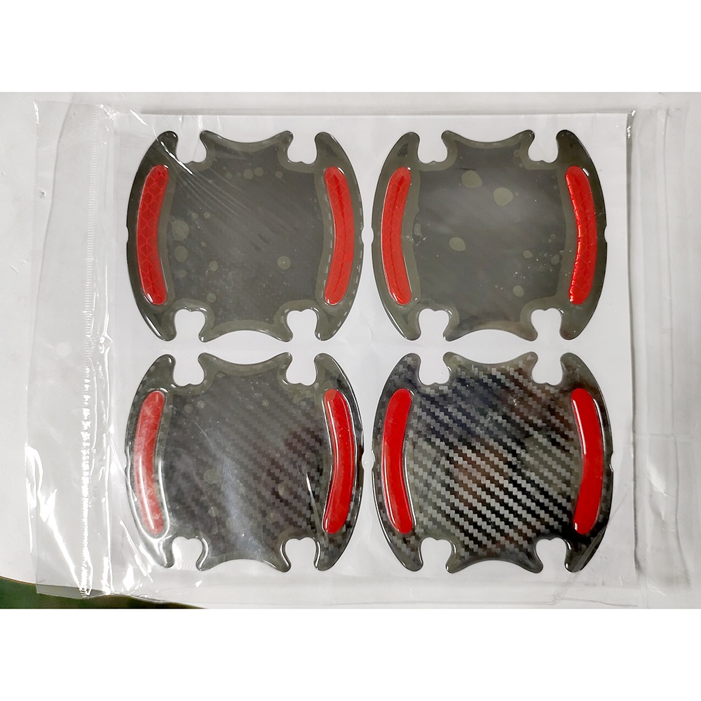 Reflective Sticker Gagang Pintu Mobil Carbon Fiber 4PCS - Red