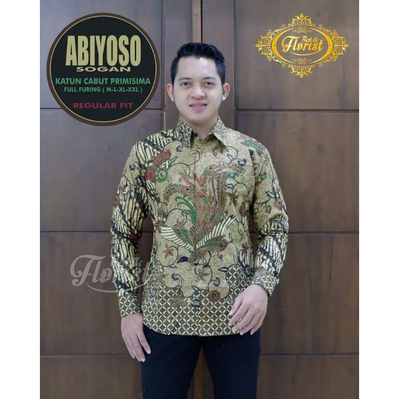 Abiyoso Sogan kemeja batik pria lengan panjang atasan batik by florist