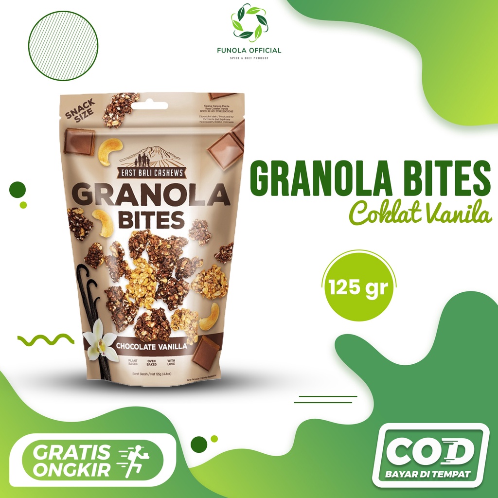 

GRANOLA BITES CHOCOLATE VANILLA 125GR GRANOLLA SEREAL SEHAT SARAPAN PRAKTIS MAKANAN DIET CAMILAN CEMILAN KETO PENURUN BERAT BADAN PELANGSING TEH CELUP JATI CINA MIE SHIRATAKI SIRATAKI BERAS PORANG CHIA CIA SEED BERAS MERAH DEBM FITBAR JSR BASAH KERING