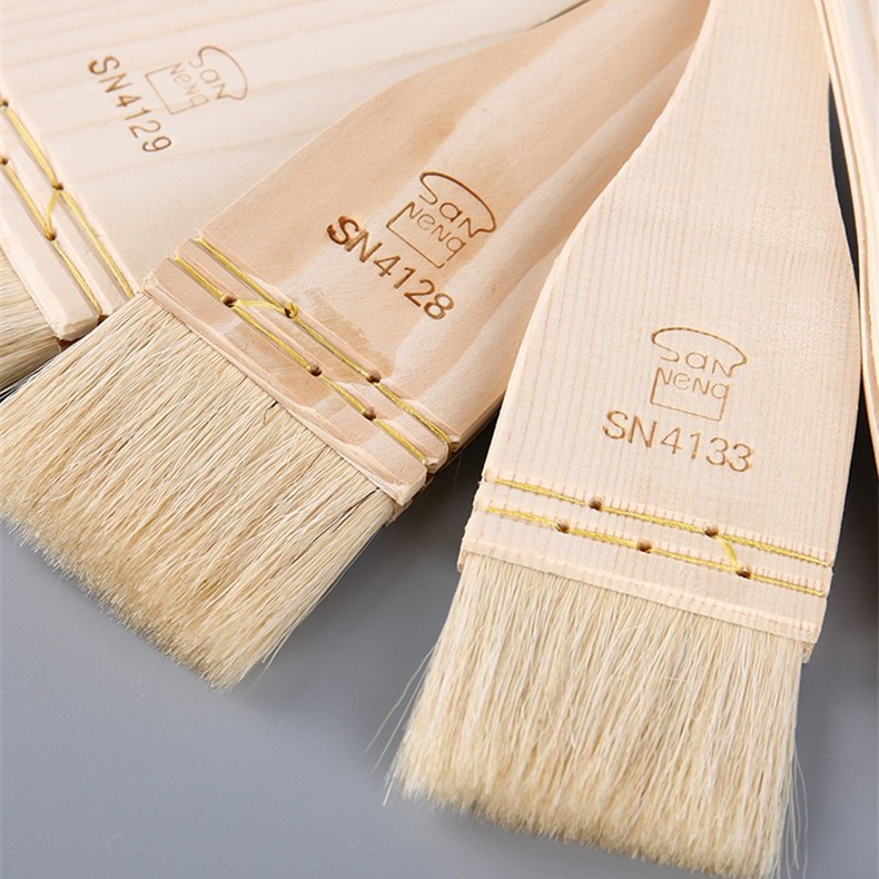 sanneng wool pastry brush wooden handle SN4128/ kuas roti gagang kayu