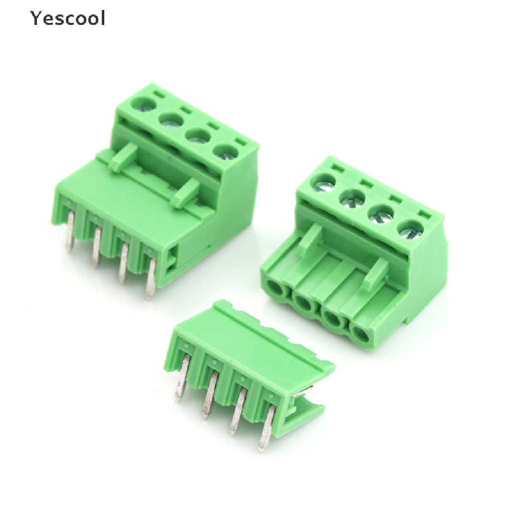 Yescool 20pcs Blok Terminal Konektor PCB Plug-in 4Pin Pitch 5.08mm