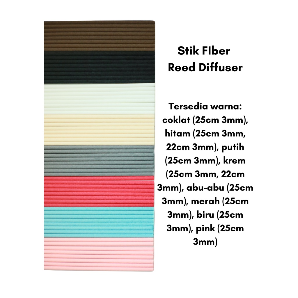 COLORED FIBER STICK REED DIFFUSER Warna Warni Putih Cream Hitam abu merah biru pink coklat  Stik Tip