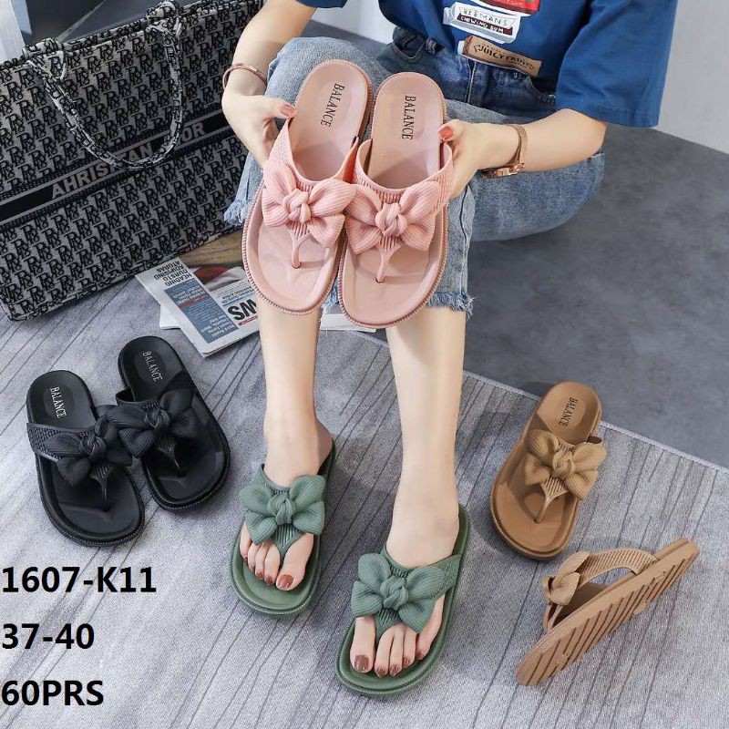 Sandal Jepit Karet Wanita Model Pita Jelly Import Balance 1607-K11 Polos