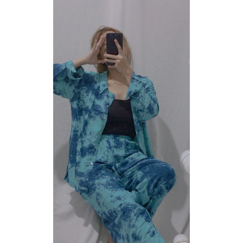 ONE SET / SETELAN /PAJAMAS TIE DYE / PIYAMA CROP/ SET PIYAMA TYE DYE