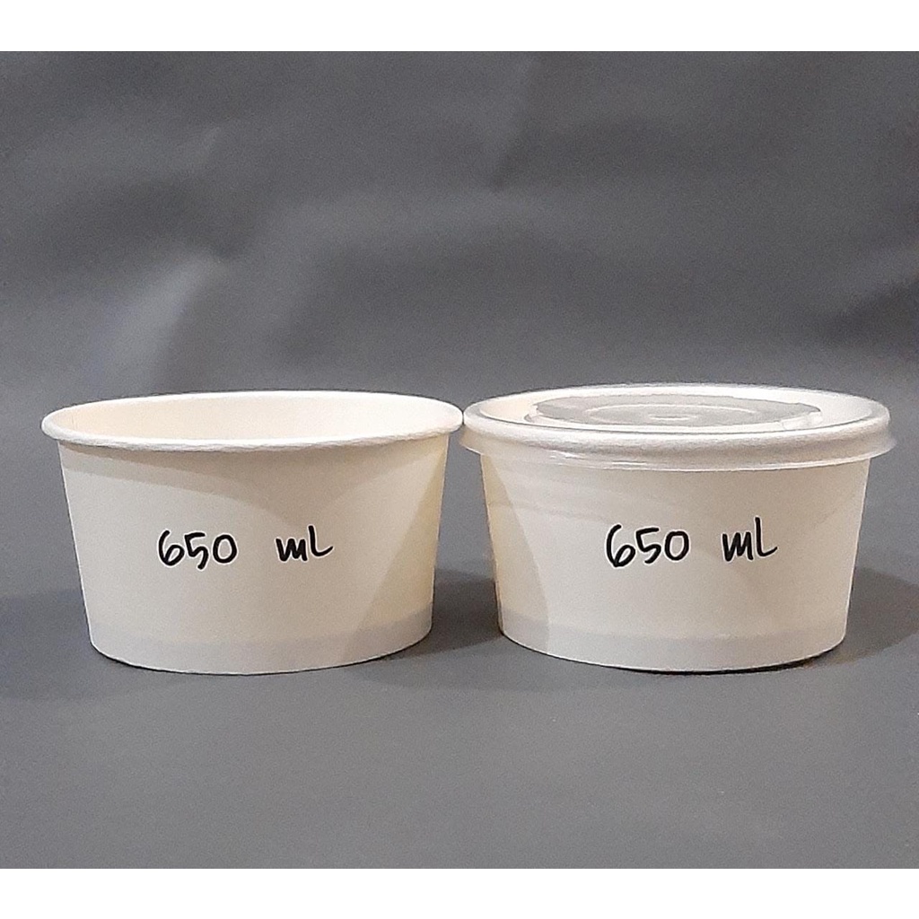 Paper Bowl - Mangkuk Kertas 650 ML ( 22 OZ ) Mangkuk + Lid Tutup