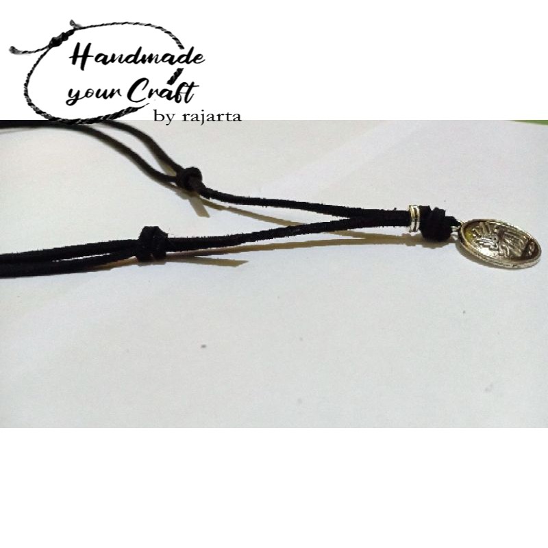 7.7 BIG SALE Kalung Tali Kulit Suede Hitam Handmade Rajarta Bandul Lafadz Allah