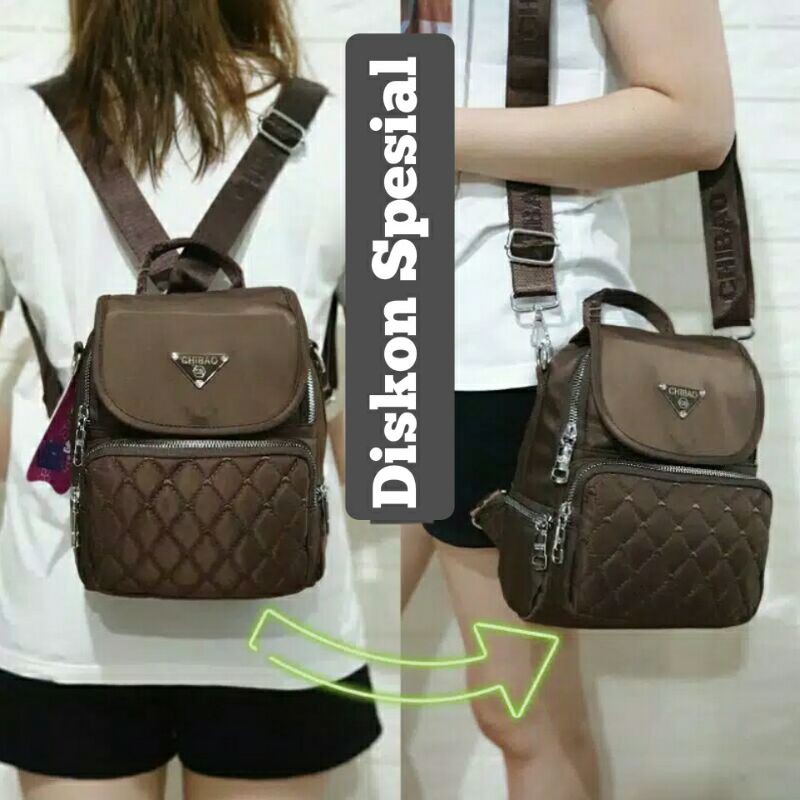 Original TAS CHIBAO BORDIR 2in1 Bisa Ransel dan Selempang 5Res Anti Air Kualitas SUPER