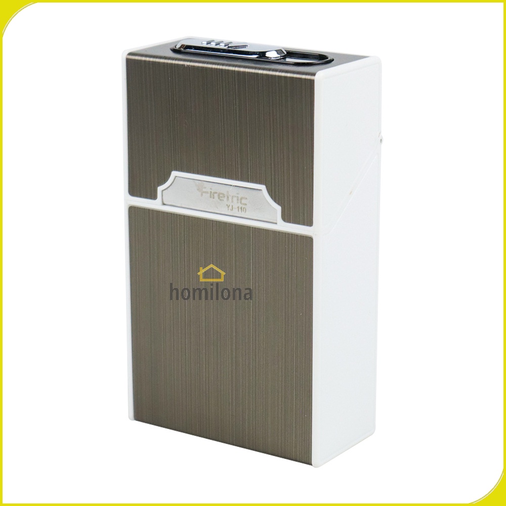 Kotak Rokok 20 Slot dengan Korek Elektrik Pyrotechnic - Firetric YJ110 - Black
