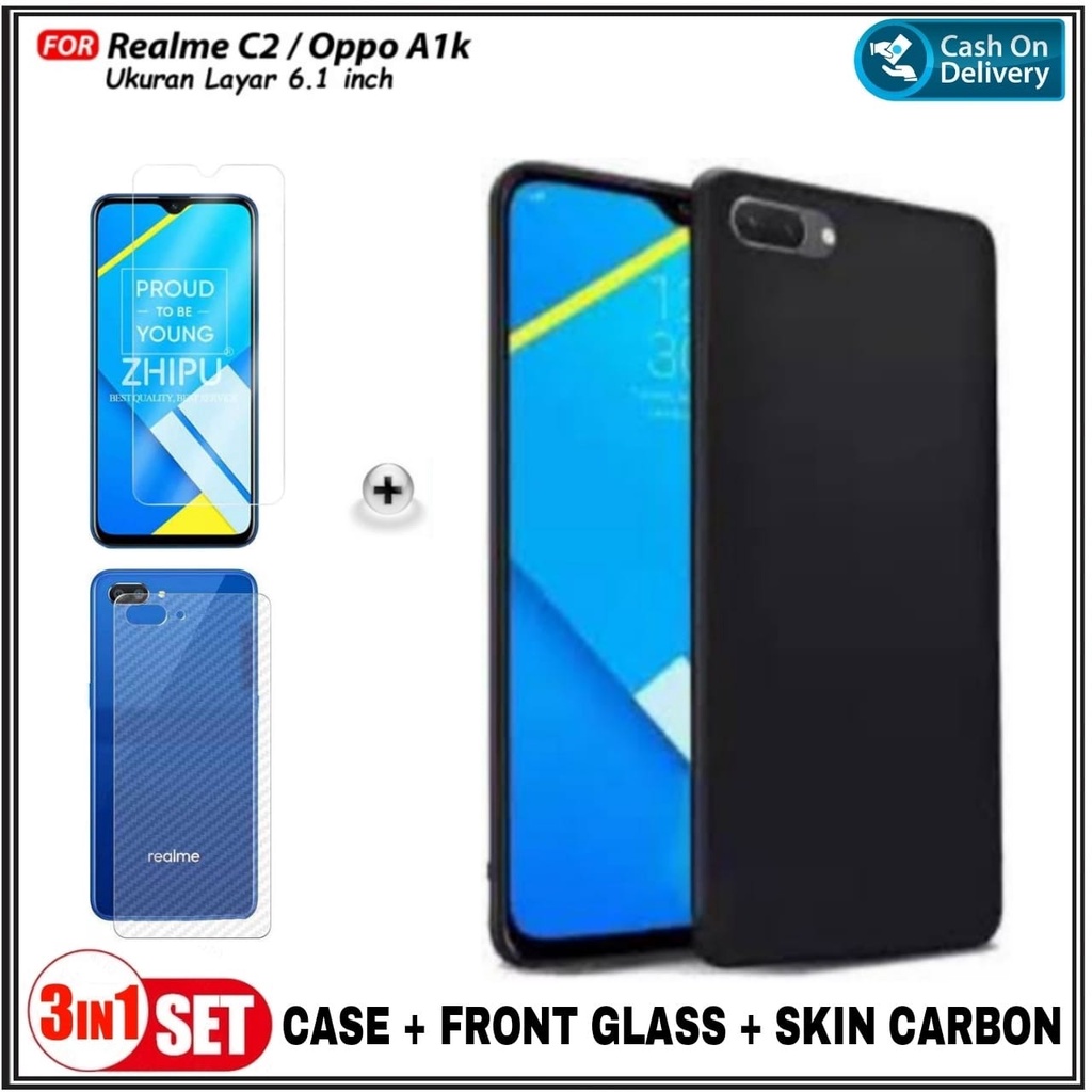 Case REALME C2 Soft Case Free Tempered Glass + Garskin