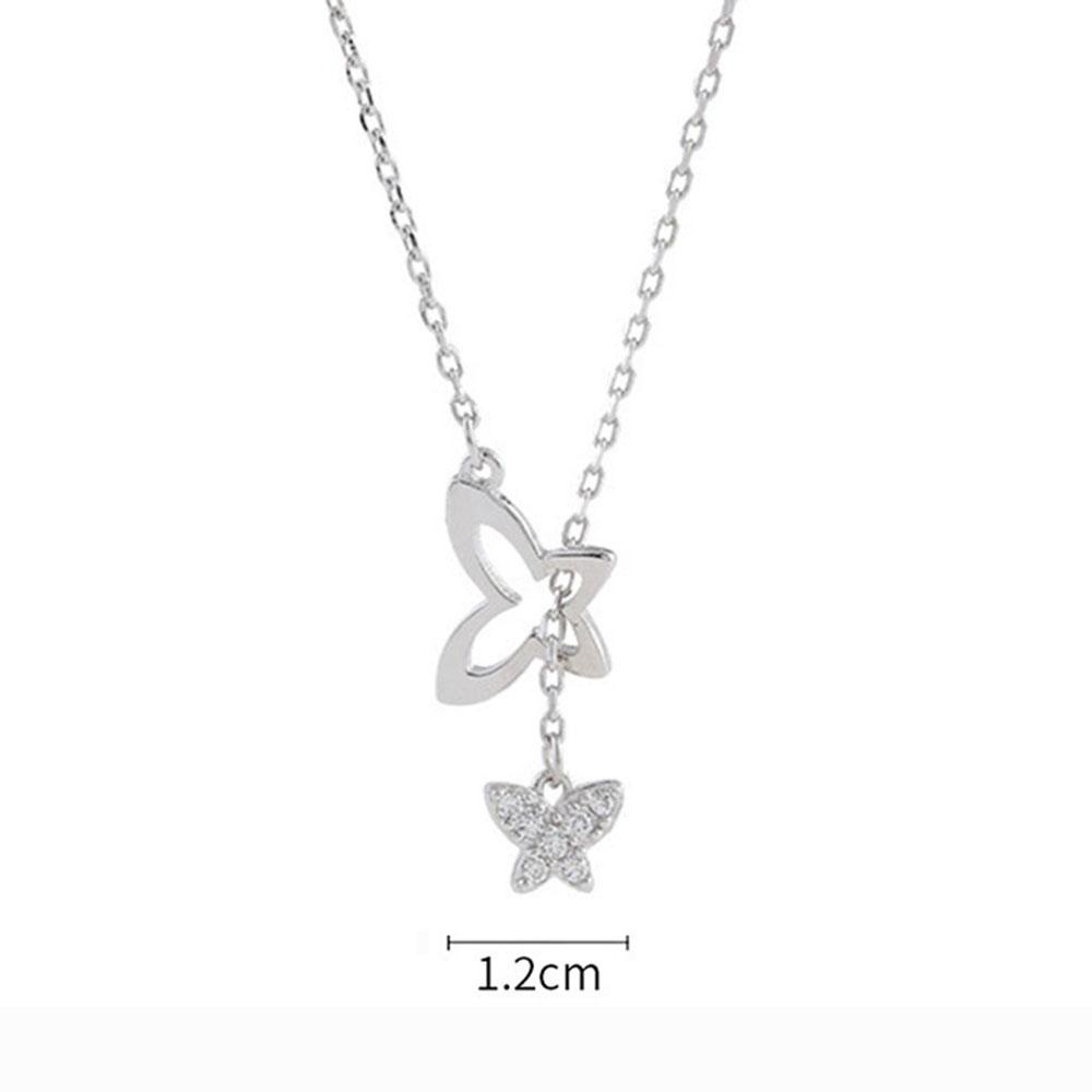 Kalung Choker Rantai Klavikula Desain Kupu-Kupu Bahan Alloy Zircon Warna-Warni Untuk Wanita