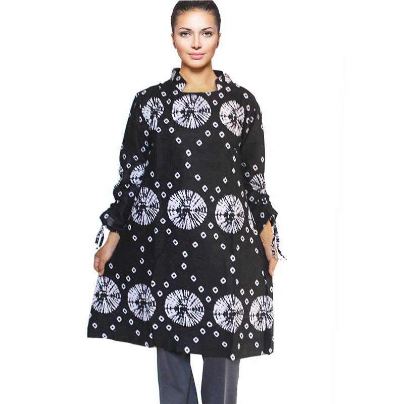 Tunik Batik Motif Shibori Hitam