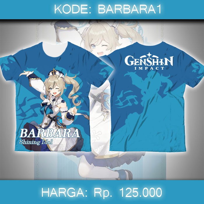 Baju Kaos Fullprint game Genshin Impact Barbara GenshinImpact Jean wiburecommended