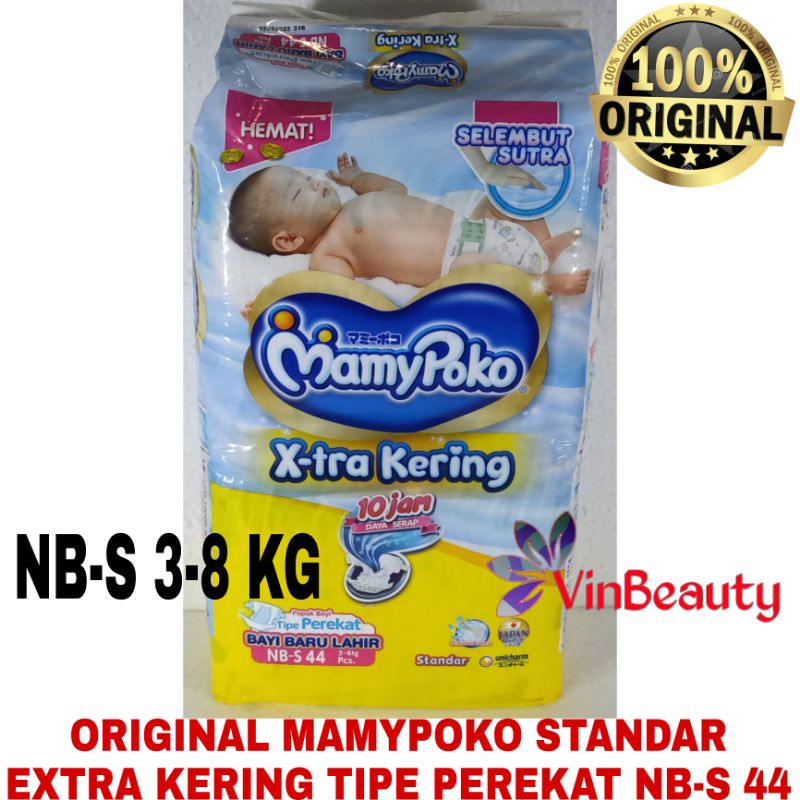 ORIGINAL MAMYPOKO STANDAR TIPE PEREKAT BAYI BARU LAHIR NB-S 44 MAMY POKO EXTRA KERING