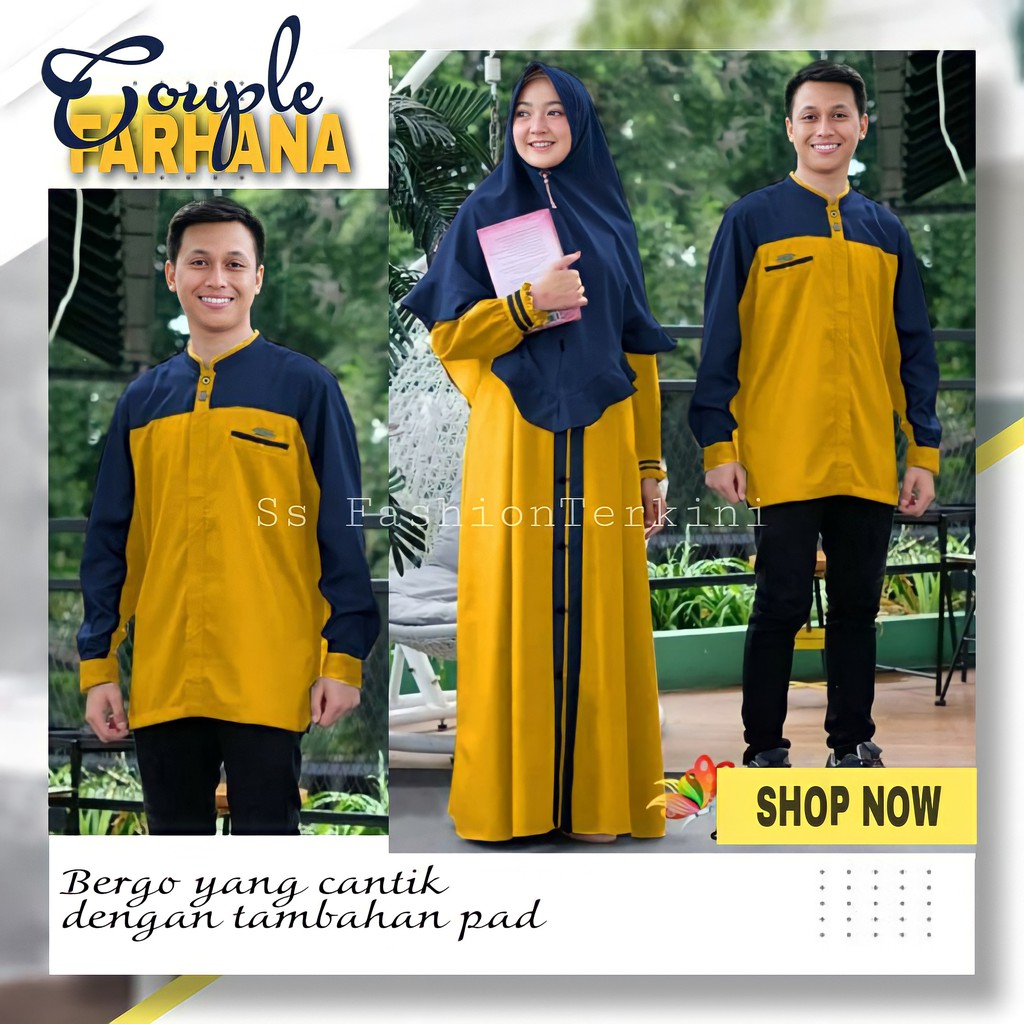 SARIMBIT COUPLE KEKINIAN CAPEL KELUARGA COPEL PASANGAN BAJU CAPELAN GAMIS SUAMI ISTRI KAPELAN MURAH 