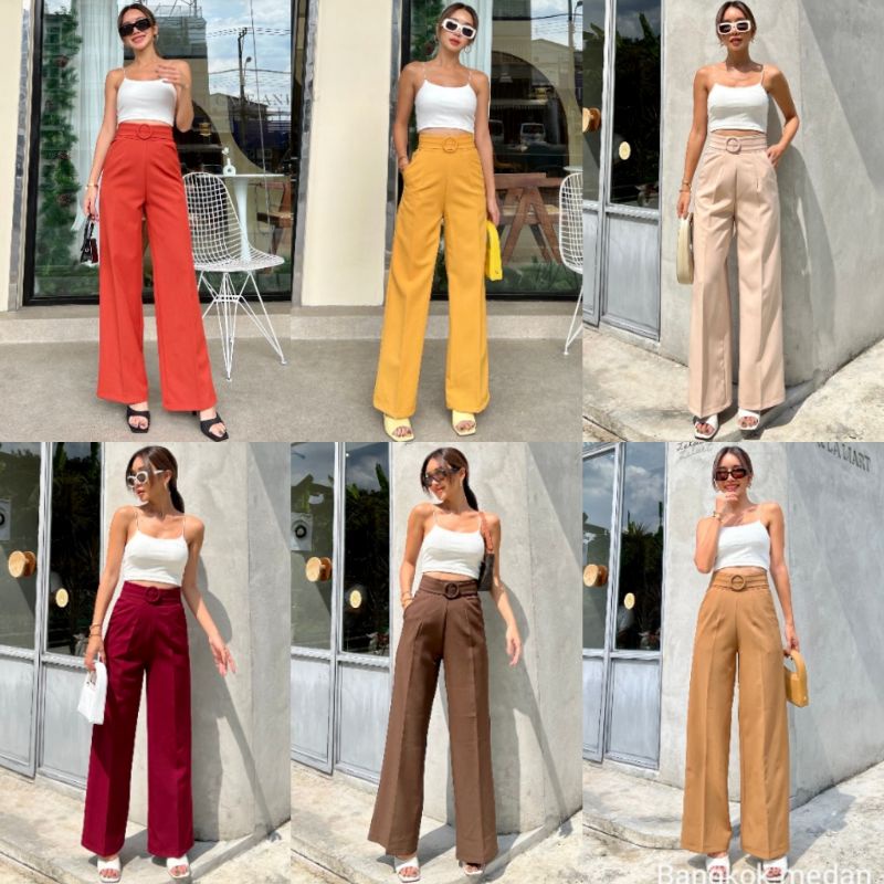 BEFAST - ZEC OOTD Wanita Celana Kulot RYAN / Kenesha Belt Cullote / Celana Wanita Kulot / Basic Long Pant / Celana Kulot Wanita / Celana Polos Casual / Kulot Remaja Kekiniaan / OOTD Ala Style Korean / Terlaris