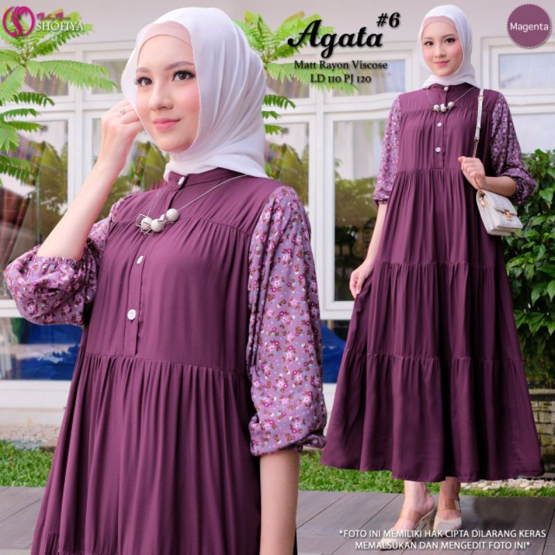 SHOFIYA AGATA MIDI DRESS GAMIS WANITA