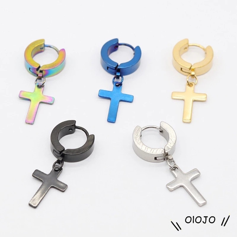 【COD】Versi Korea Dari Cross Liontin Anting-Anting Pria Dan Wanita Pendek Anting Stainless Steel