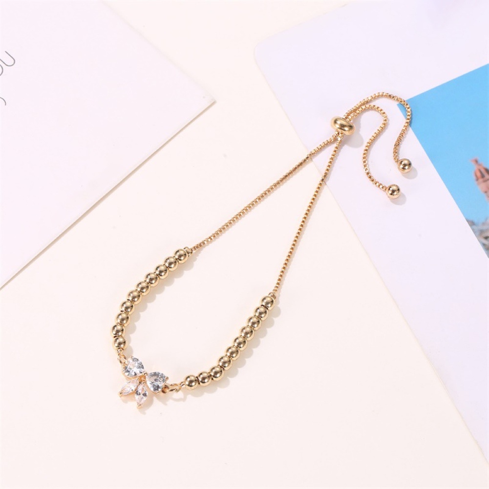 Hu Hu Hu Hu Hu Alat Bantu Pasang Kacamata♡ Gelang Cubic Zirconia Adjustable Desain Simpul Pita Untuk Wanita