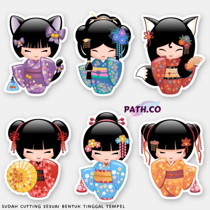 

Sticker Aesthetic Cute Kokeshi #2 Stiker Gift Reward Tumblr Super Kawaii Cutting for Helm Laptop Tas Phone Case HP