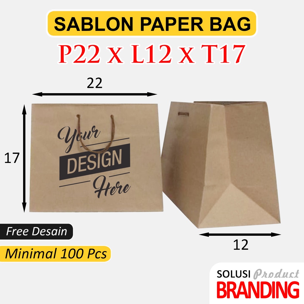 

Sablon Paper Bag P22 x L12 x T17 Murah | Kemasan | Wedding | Souvenir | Hajatan | Bingkisan