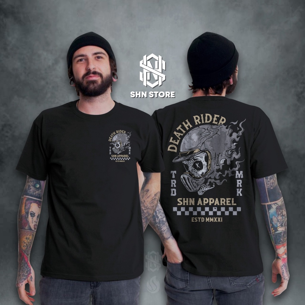 TSHIRT KAOS MOTOR CUSTOM DEATH RIDER BAJU RIDER RIDE WITH PRIDE PAKAIAN DISTRO PRIA