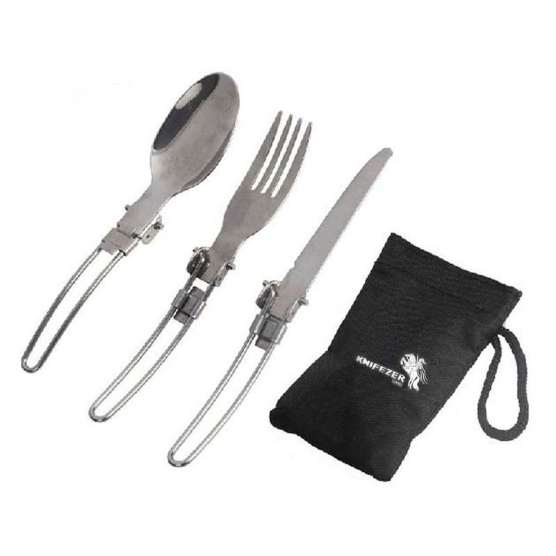 Sendok Garpu Pisau Lipat Portable 3 In 1 Set Cutlery Stainless Steel