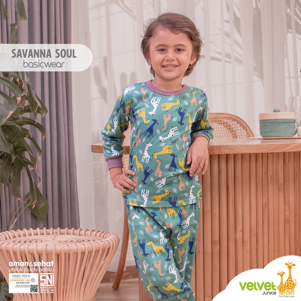 Setelan Panjang Piyama Anak Bayi Velvet Junior Savanna Soul