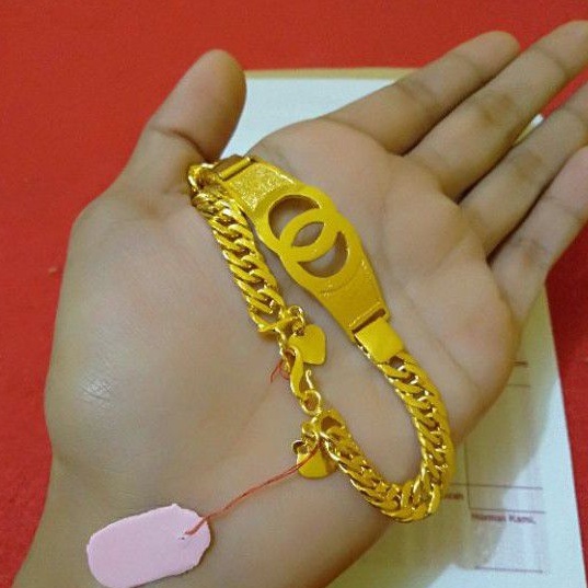 gelang plintir lapis emas24 k murni