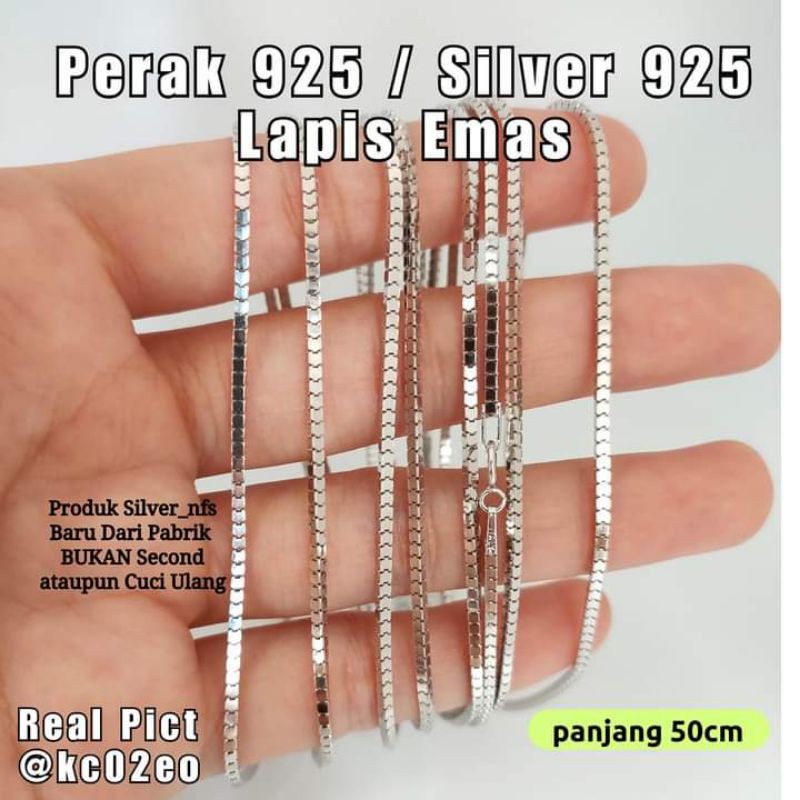 kalung 50cm Perak Asli 925 Lapis Mas Putih Kalung Perak Panjang Kalung perak Cowo Kalung Perak cowok