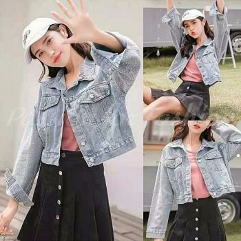 JAKET JEANS PEARL MUTIARA IMPORT 898 JACKET JEANS BLINK IMPORT JAKET IMPORT WANITA KOREA 04