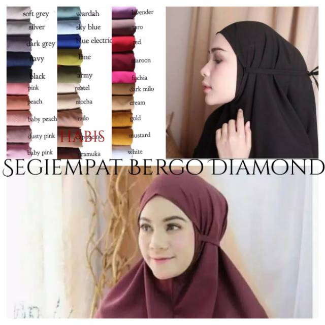 Segiempat Bergo Diamond / Segiempat Instan Tali / Bergo Diamond