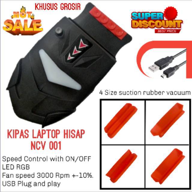 Quinton Cooling pad vacuum / kipas laptop vacuum / cooler fan vacuum NCV001 futuristik on/off speed control