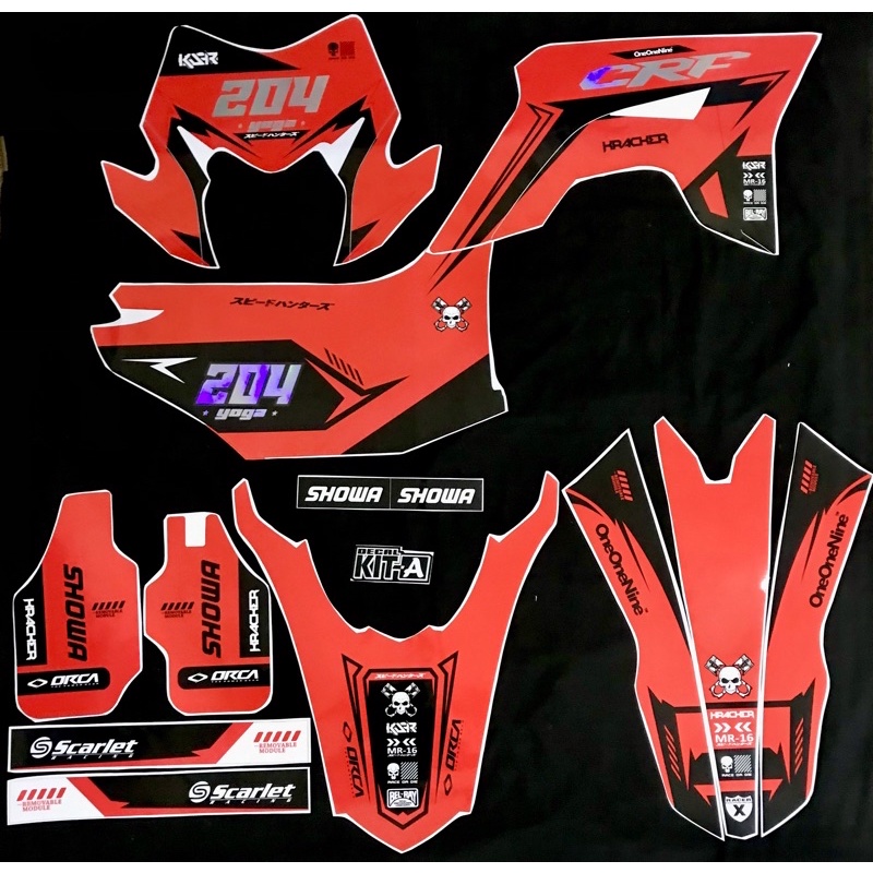Decal Stiker CRF 150L Dekal Variasi Sticker Custom Full Body Putih Hitam Plus Decal Papan Nomor