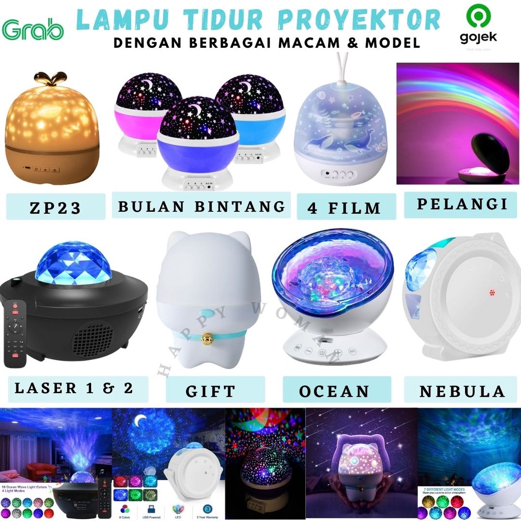 Lampu Tidur Proyektor Bulat Bulan Bintang Star Moon Putar Star Master Ocean Romantic Lamp