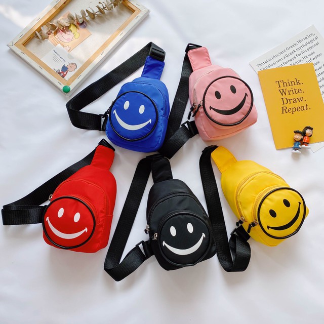 LittleAaron TAS SMILE SLINGBAG import resleting slempang anak laki perempuan