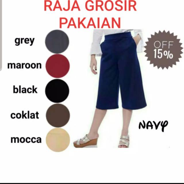 CELANA KULOT PENDEK 7/8 STANDAR FIT TO L DEWASA BAHAN WAFFLE/CREPE