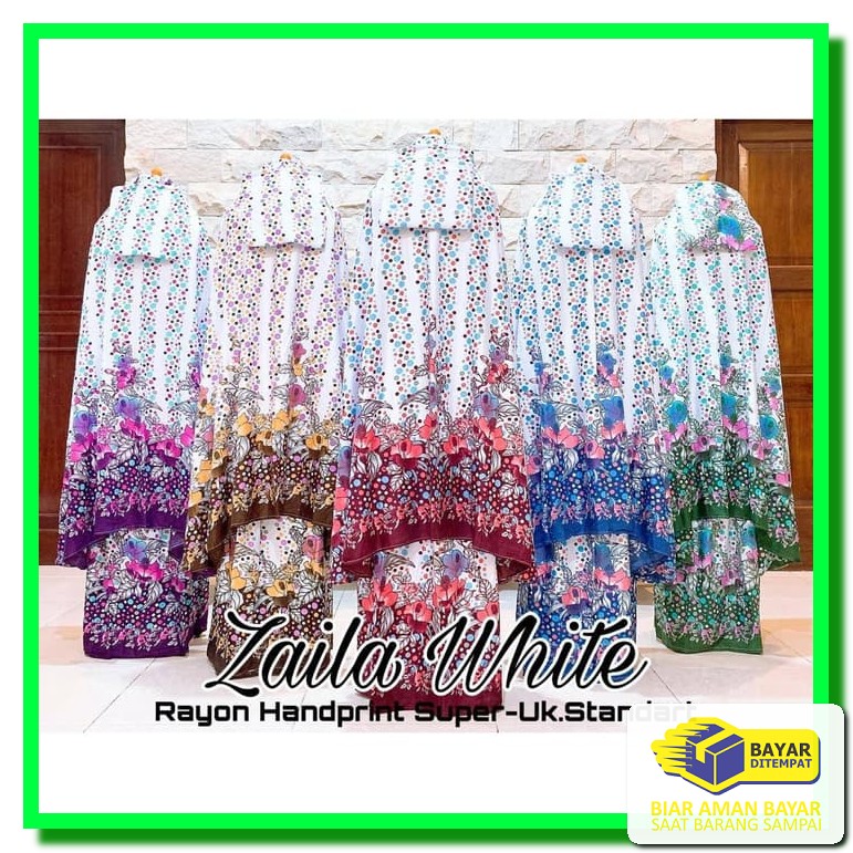 Mukena Tarima | Mukena Dewasa Tulus Signature | Mukena Terbaru 20 ZB344  Cantik Zaila White