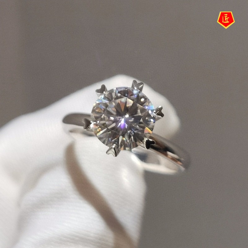 [Ready Stock]Classic Elegant Pt950 Shining Moissanite Open Ring