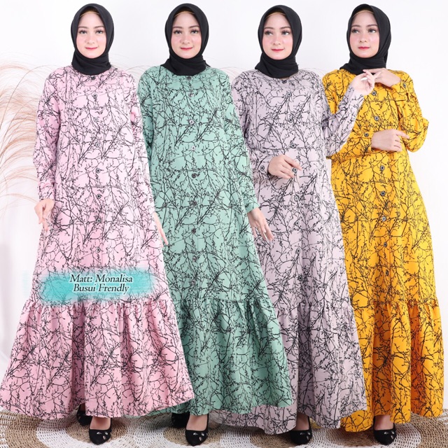 Gamis Wolfis Monalisa LD110 Busui kancing Deret / 156-5077