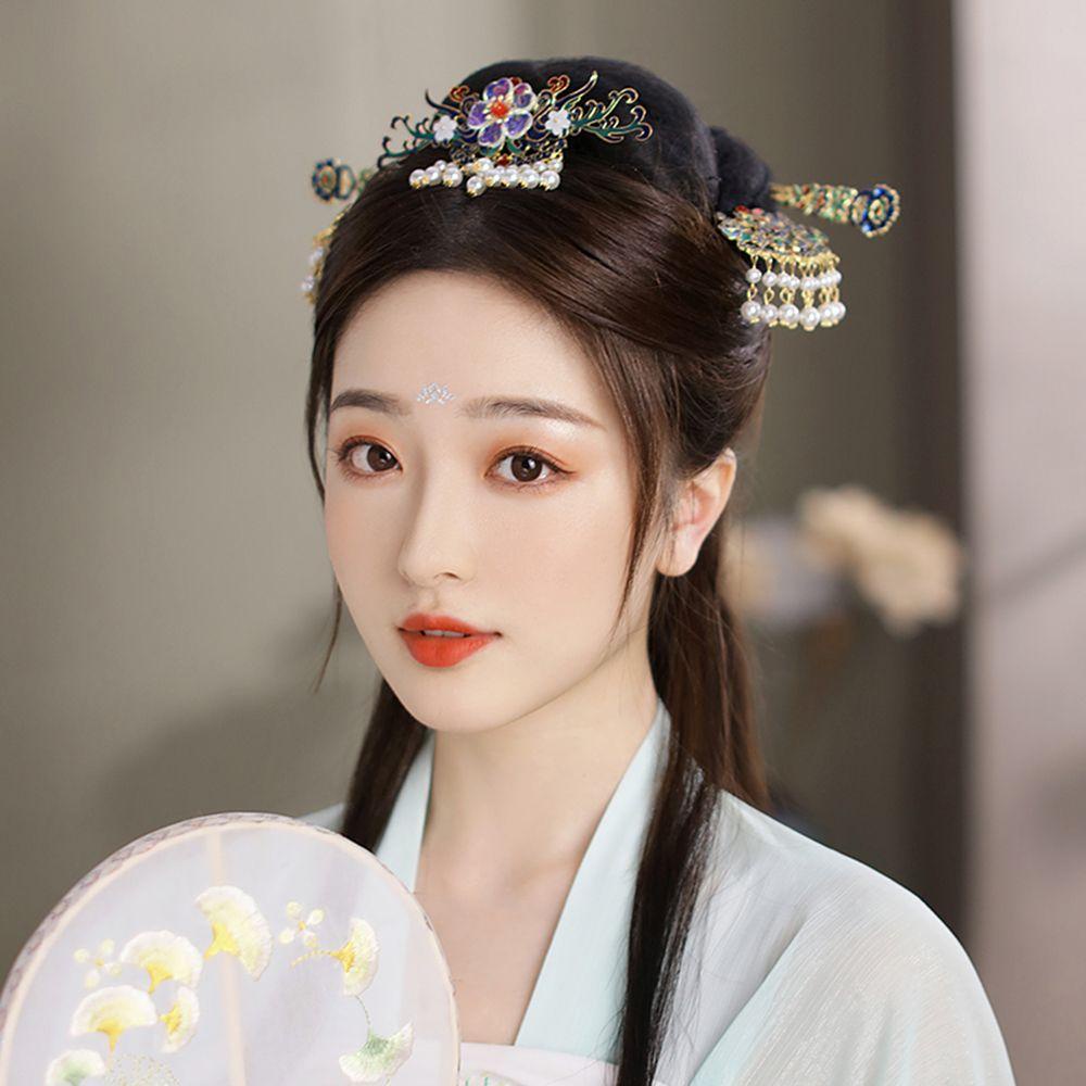 Needway   Hanfu Rambut Stik Elegan Simple Vintage Hair Disk Flower Gaya Kuno Wanita Gaya Cina Women Hair Fork