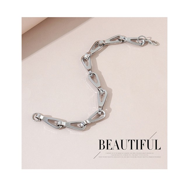 LRC  Gelang Fashion Silver Keychain Alloy Hollow Mens Bracelet Y64702