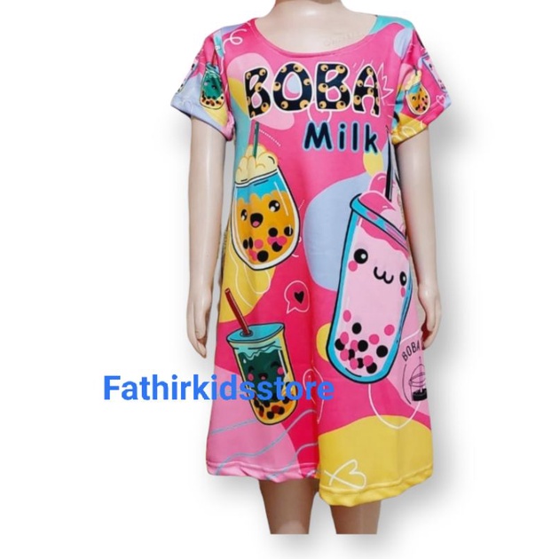 DRESS PULLPRIN ANAK PEREMBUAN BOBA DRINK