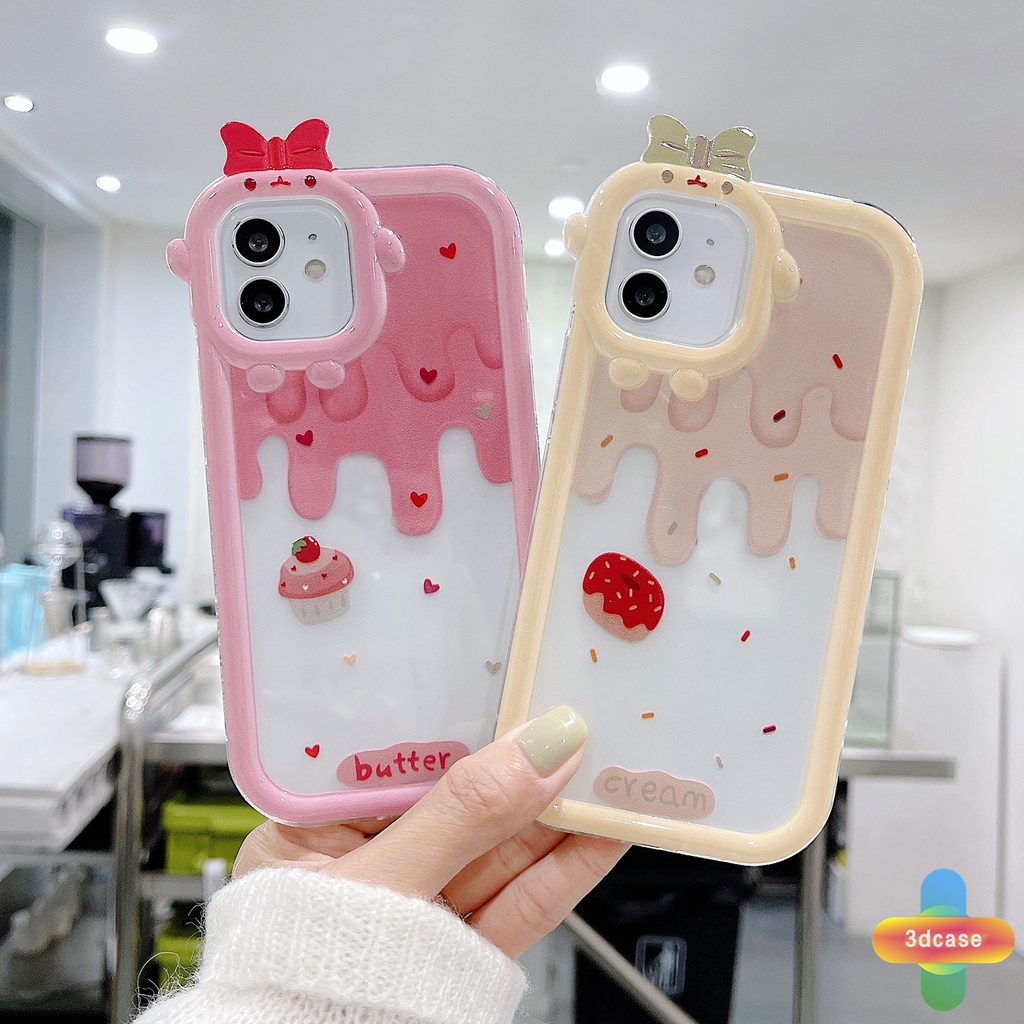 Soft TPU Case Compatible For IPhone Case 12 11 13 PRO MAX 6 7 6S 8 14 Plus X XR XS MAX 11 12 13 mini Se 2020 6SPlus 7Plus 6Plus 8Plus XSMAX Shockproof Motif Es Krim Transparent Case