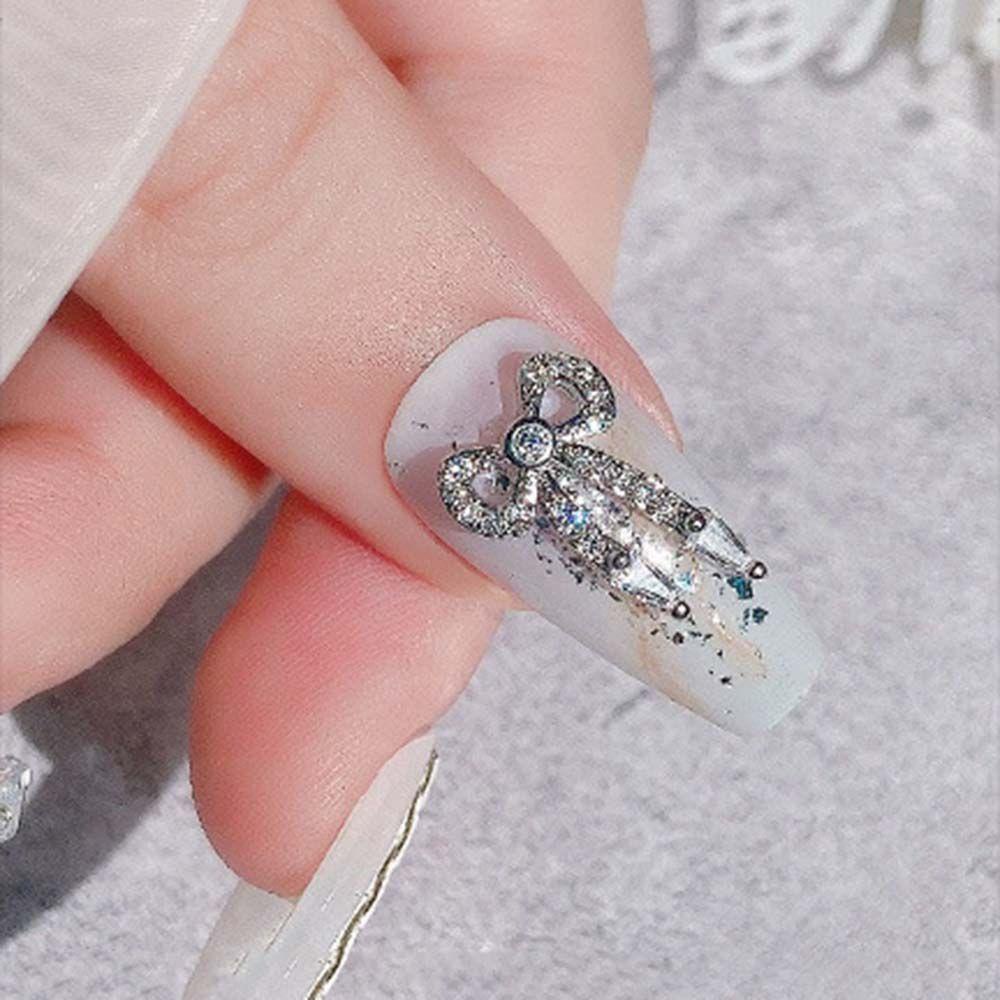 AUGUSTINA Agustin 3D Dekorasi Nail Art Flash Gadis Cinta Liontin Kupu-Kupu Ikatan Simpul Jepang DIY Perhiasan Kuku