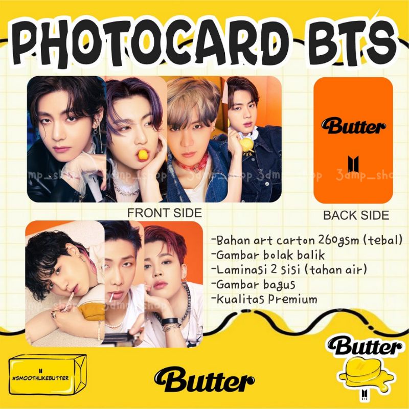 [MINIMAL PESAN 2] Photocard photo lomo card lomocard bts butter jungkook v jimin suga taehyung rapmonster jhope