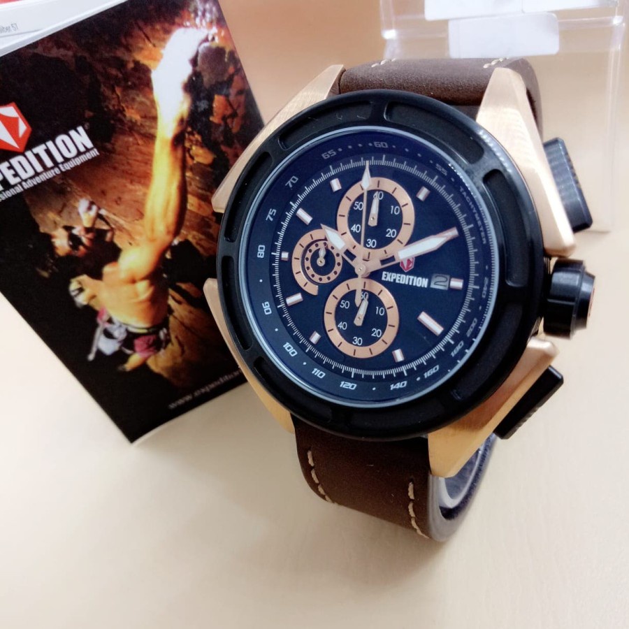 Jam Tangan Pria Expedition 6712 Original Chronograph Tali Kulit
