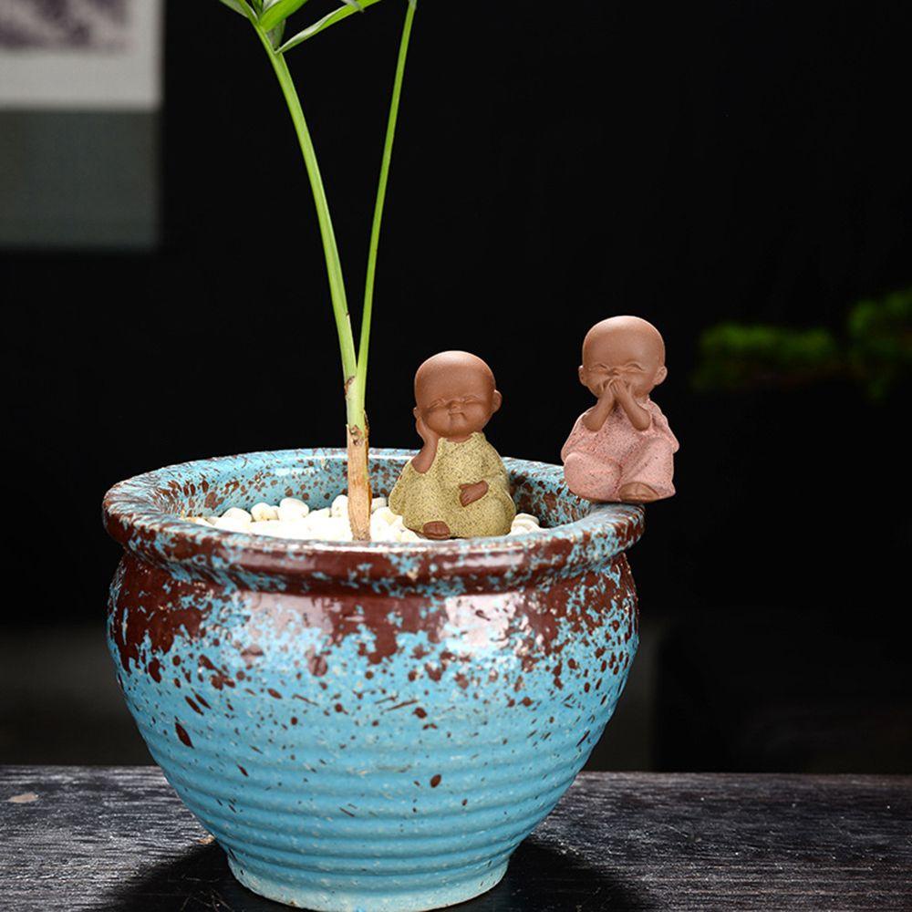 R-FLOWER Patung Buddha Home Club Warna Pasir Keramik Kungfu Teh Tea Pet Dekorasi Rumah Monk Kecil